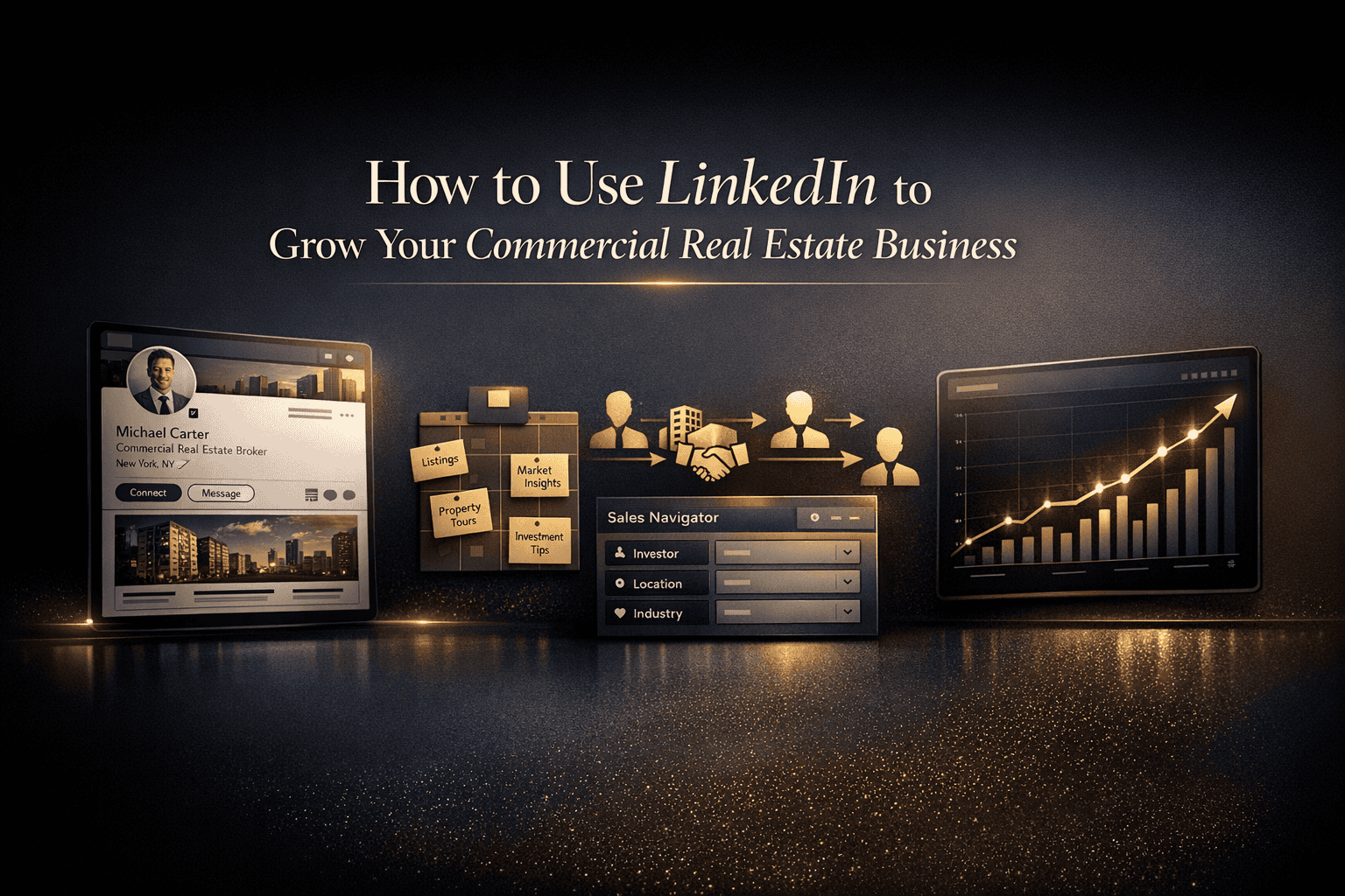 Guide on leveraging LinkedIn to grow your commercial real estate business with analytics and networking tools.